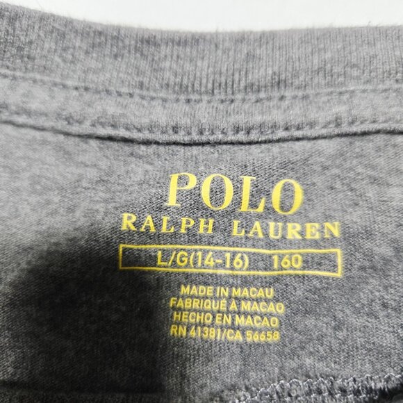 Polo‎ Ralph Lauren T-Shirt Kids Short Sleeve Heathered Gray Large (14-16) Crew - Picture 9 of 13